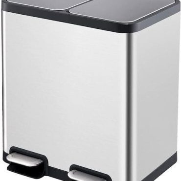 Κάδος Inox Διπλός με Πεντάλ 24L / ΚΑ72